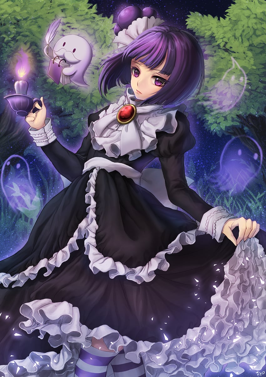 blackberry cookie and ghost butler (cookie run) drawn by kko_(kko_m12)