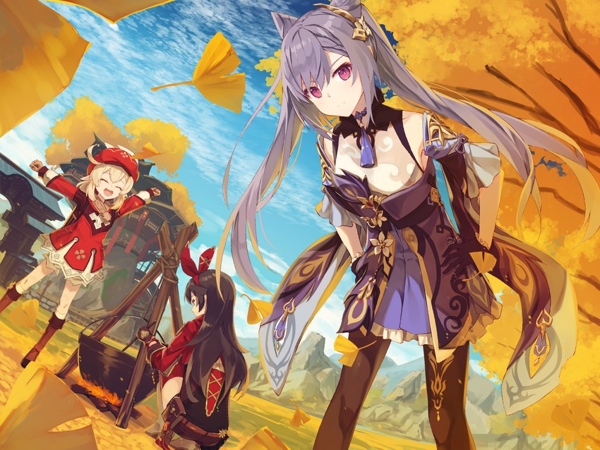 keqing, klee, and amber (genshin impact) drawn by nagishiro_mito