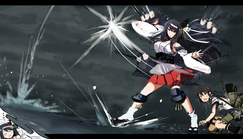 fubuki, fusou, and fusou kai ni (kantai collection) drawn by okuba