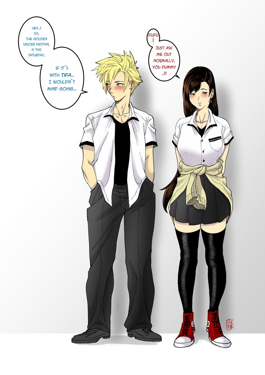 tifa lockhart and cloud strife (final fantasy and 1 more) drawn by aarokira