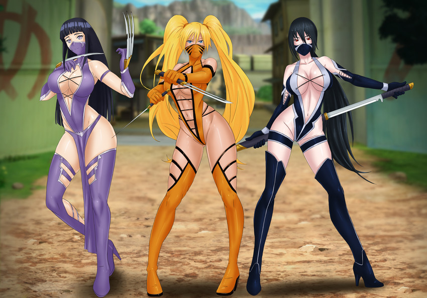 uzumaki naruto, hyuuga hinata, uchiha sasuke, naruko, mileena, and 2 more (naruto and 3 more) drawn by amenoosa