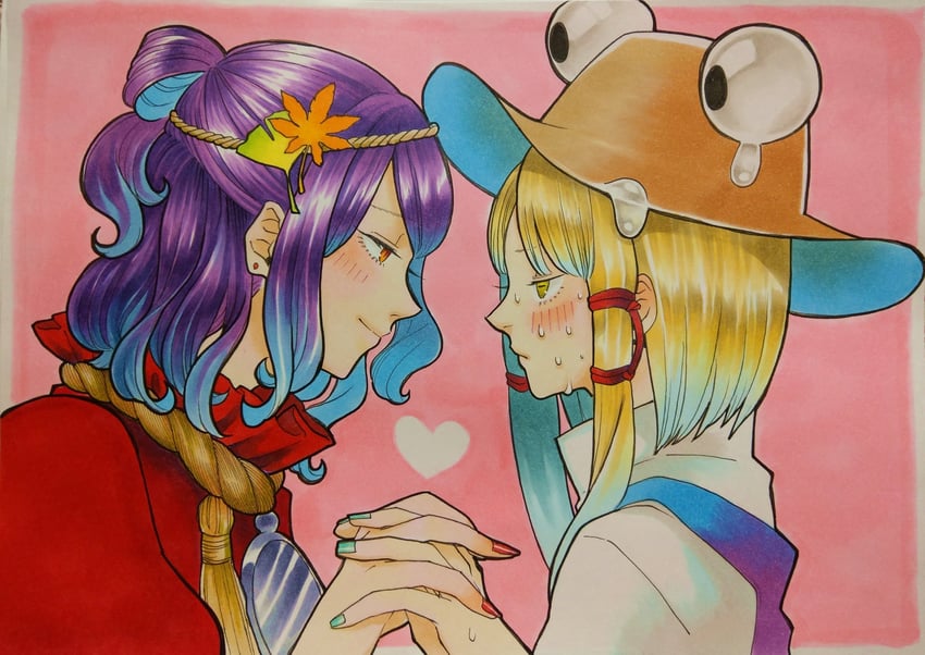 moriya suwako and yasaka kanako (touhou) drawn by whoru