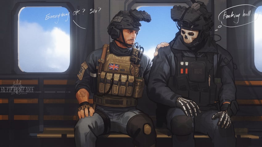 ghost and soap (call of duty and 1 more) drawn by ulfr_larynsson