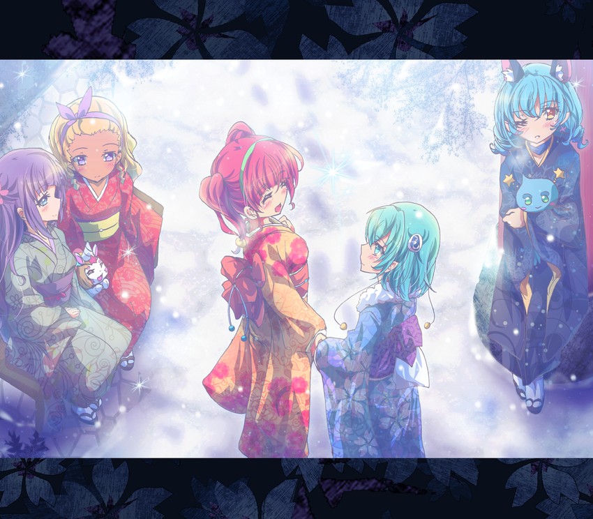 hagoromo lala, hoshina hikaru, yuni, kaguya madoka, amamiya elena, and 3 more (precure and 1 more) drawn by inoshishi_(ikatomo)