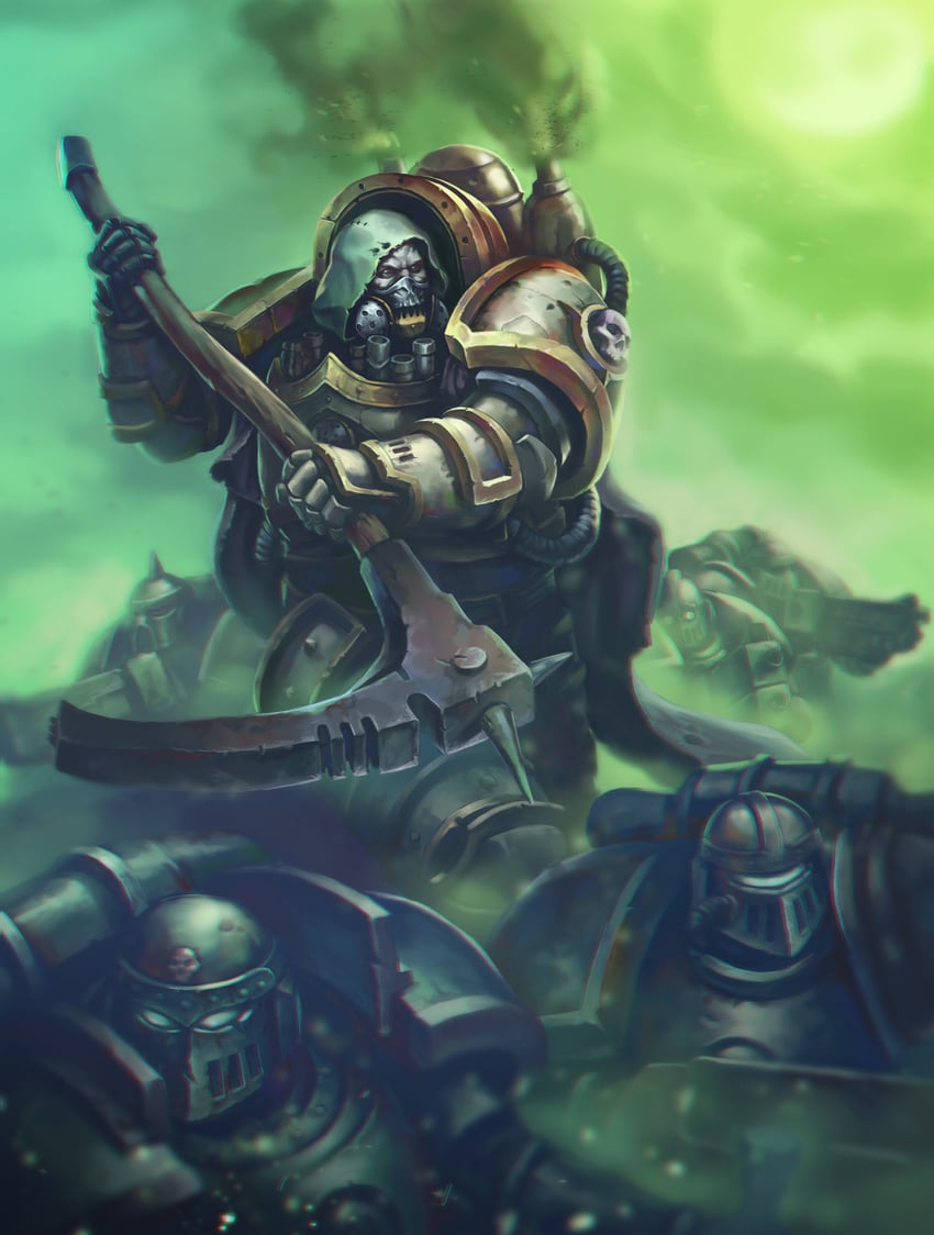 adeptus astartes and mortarion (warhammer 40k) drawn by grohgrog