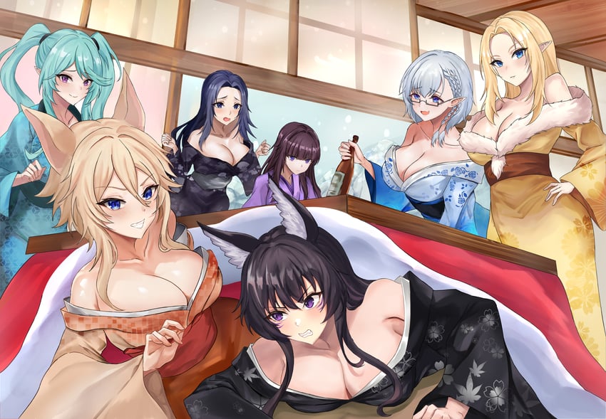 alpha, delta, beta, zeta, epsilon, and 2 more (kage no jitsuryokusha ni naritakute!) drawn by alan_(hfmr2278)