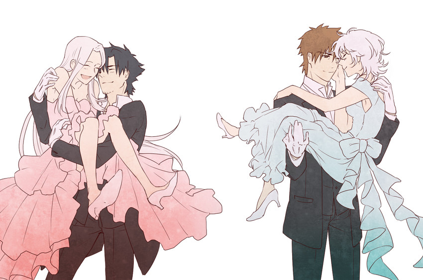 kotomine kirei, emiya kiritsugu, irisviel von einzbern, and claudia hortensia (fate and 1 more) drawn by shinishi_chiho