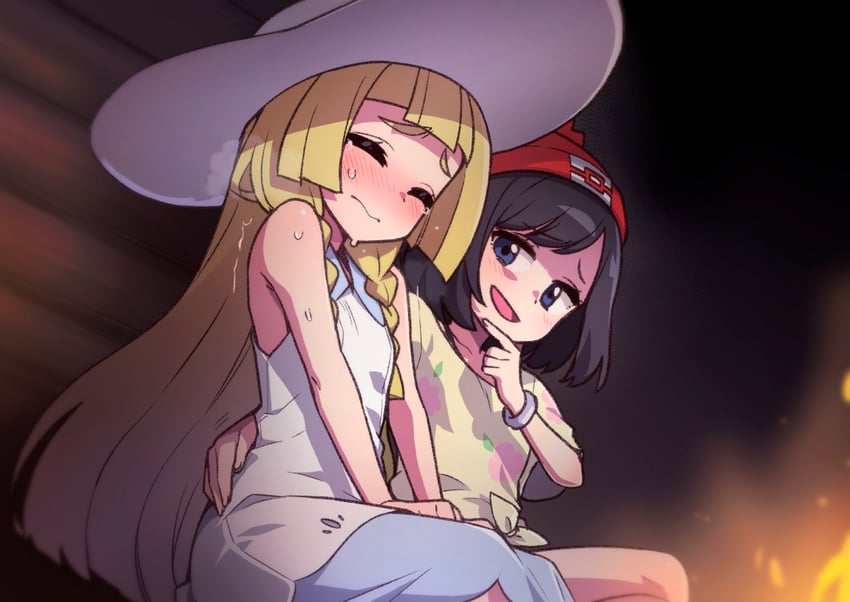 lillie and selene (pokemon and 1 more) drawn by heebee