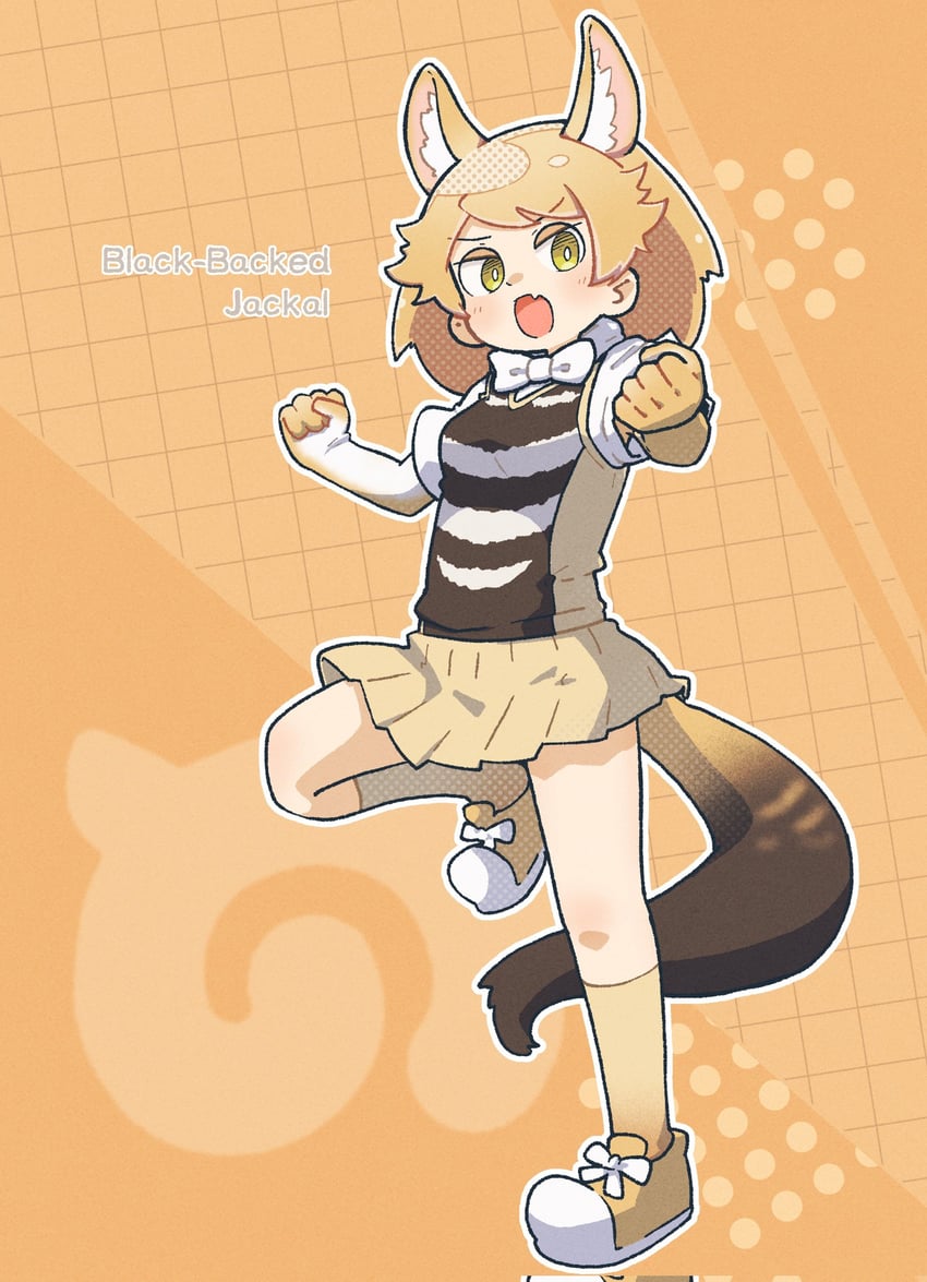 black-backed jackal (kemono friends) drawn by sorairo_meronpan