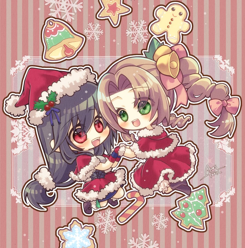 tifa lockhart and aerith gainsborough (final fantasy and 2 more) drawn by arestear0701