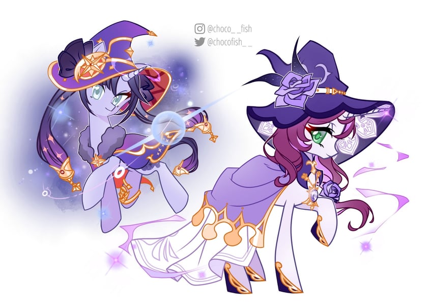 mona and lisa (genshin impact and 2 more) drawn by chocofish
