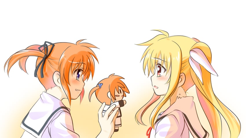 fate testarossa and takamachi nanoha (lyrical nanoha and 1 more) drawn by kerorokjy