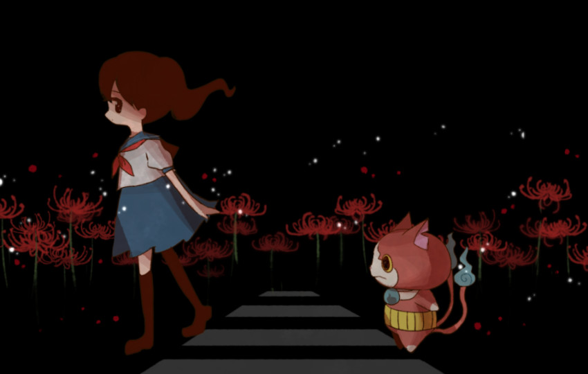 jibanyan and emi-chan (youkai watch) drawn by umi_(srtm07)