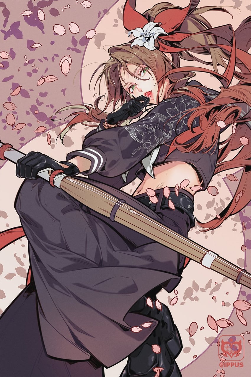aerith gainsborough (final fantasy and 2 more) drawn by ippus