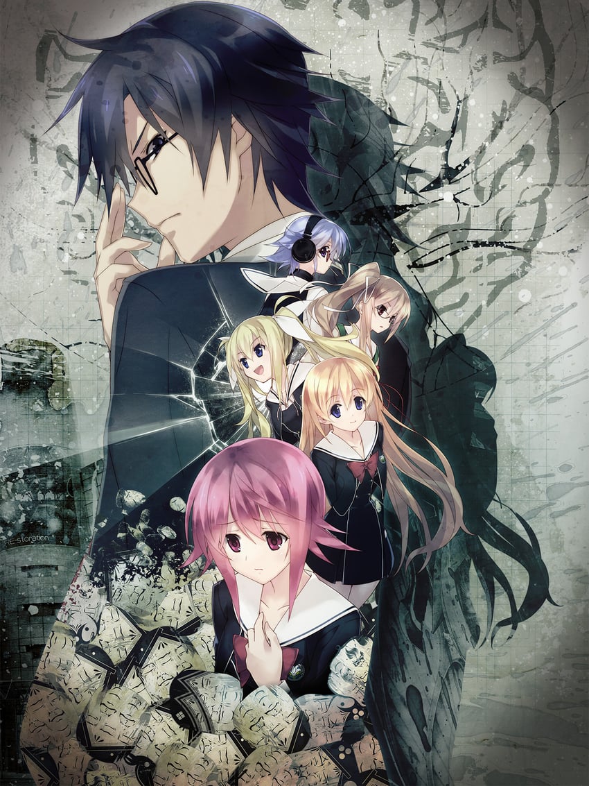 onoe serika, miyashiro takuru, arimura hinae, kurusu nono, kazuki hana, and 1 more (nitroplus and 1 more) drawn by sasaki_mutsumi