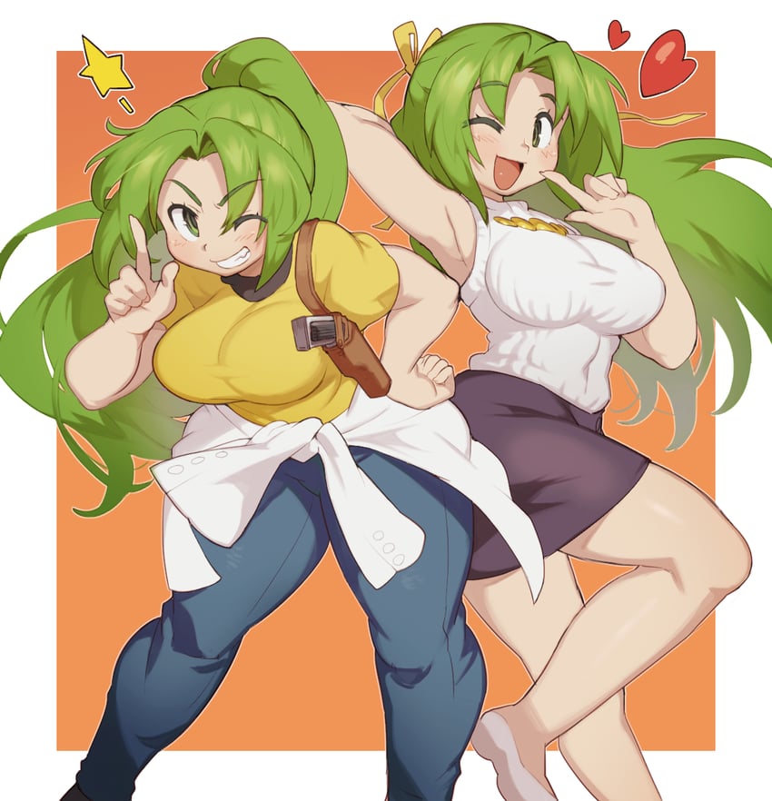 sonozaki mion and sonozaki shion (higurashi no naku koro ni) drawn by sanjiro_(tenshin_anman)