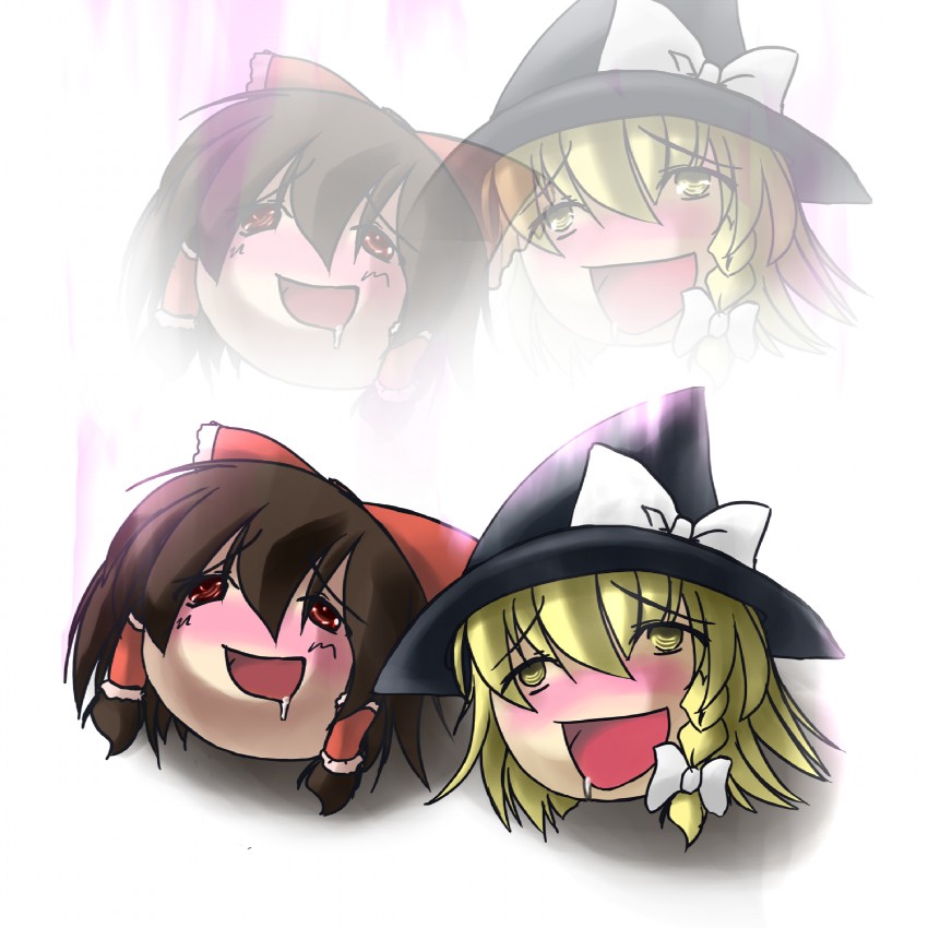 hakurei reimu and kirisame marisa (touhou) drawn by shiromiza_kana