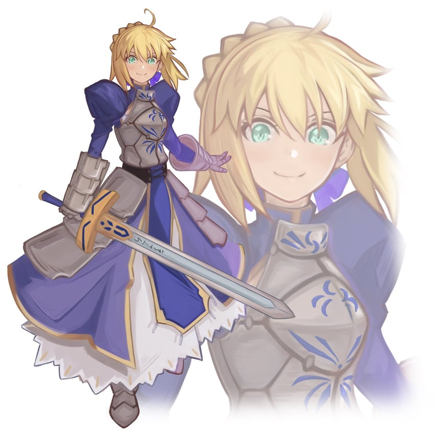 artoria pendragon and saber (fate and 1 more) drawn by kore_(kore)