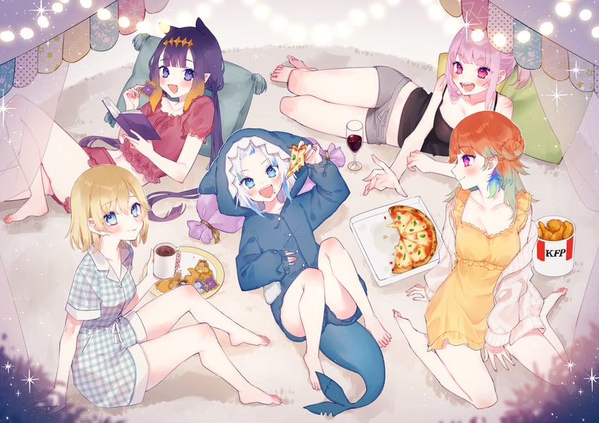 gawr gura, mori calliope, ninomae ina'nis, takanashi kiara, and watson amelia (hololive and 1 more) drawn by chiyomaru_(yumichiyo0606)