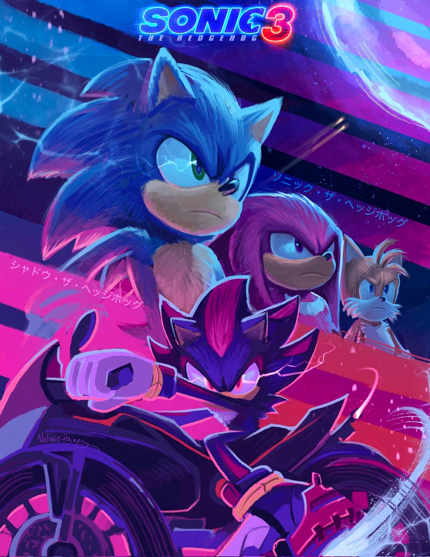 sonic the hedgehog, shadow the hedgehog, tails, and knuckles the echidna (sonic and 1 more) drawn by natalie_haines