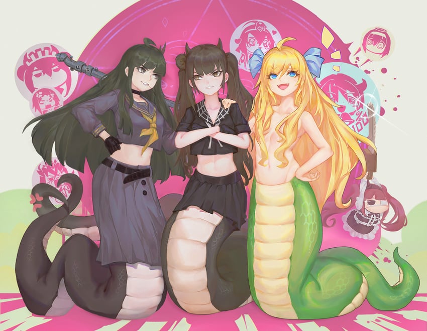 agent, jashin-chan, hanazono yurine, ouroboros, pekora, and 5 more (girls' frontline and 1 more) drawn by zerowill