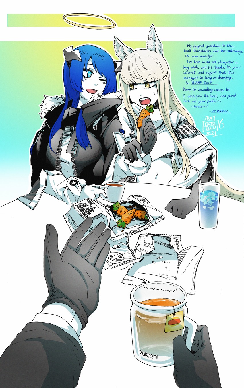 doctor, mostima, and platinum (arknights) drawn by octodeco
