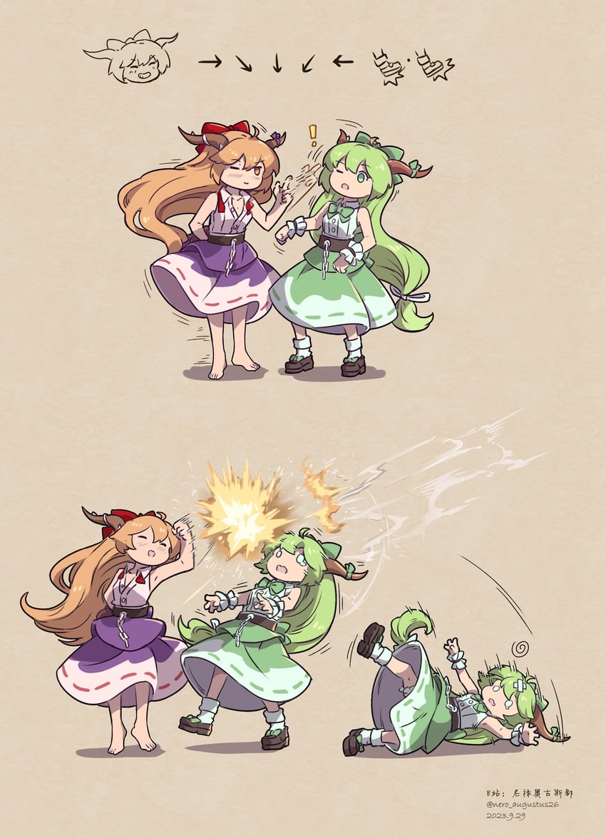 ibuki suika and jamie siu (touhou and 2 more) drawn by nero_augustus