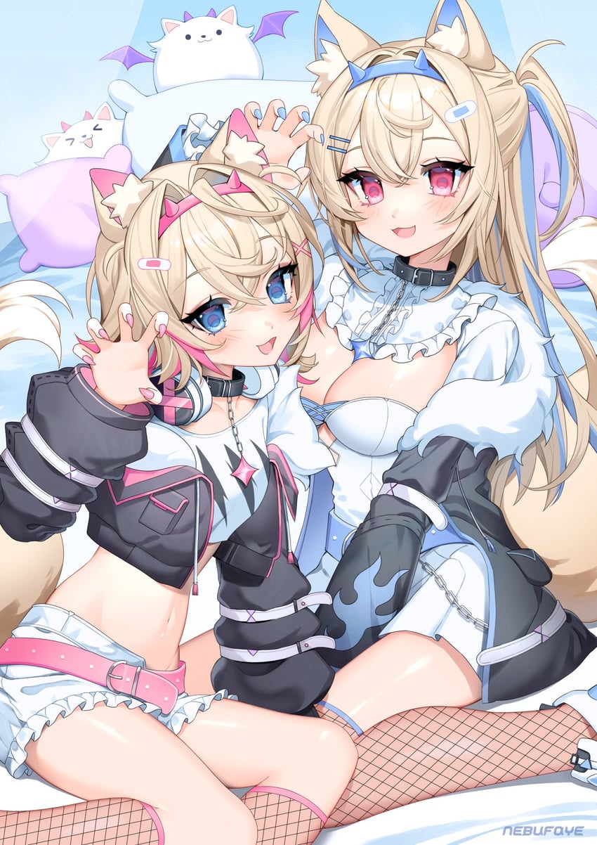 fuwawa abyssgard, mococo abyssgard, and perroccino (hololive and 1 more) drawn by shianebulae