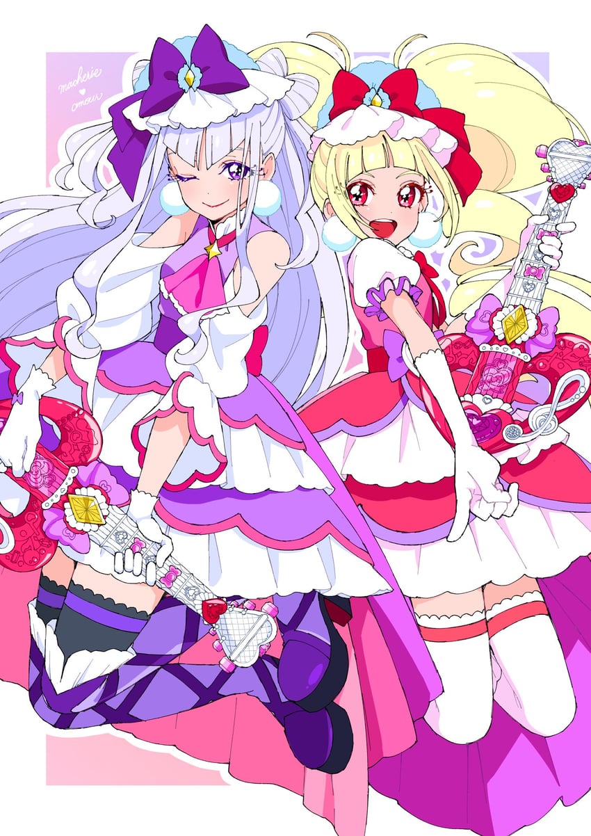 ruru amour, aisaki emiru, cure macherie, and cure amour (precure and 1 more) drawn by shirako_love