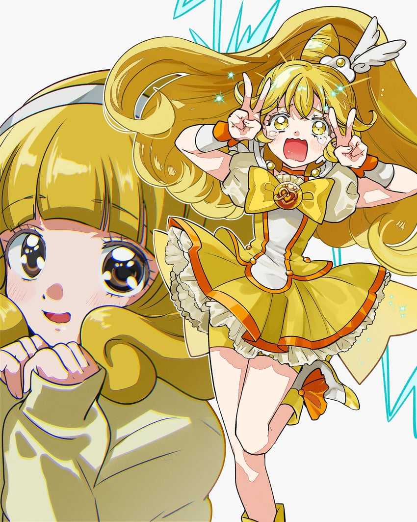kise yayoi and cure peace (precure and 1 more) drawn by asako_(itiba)