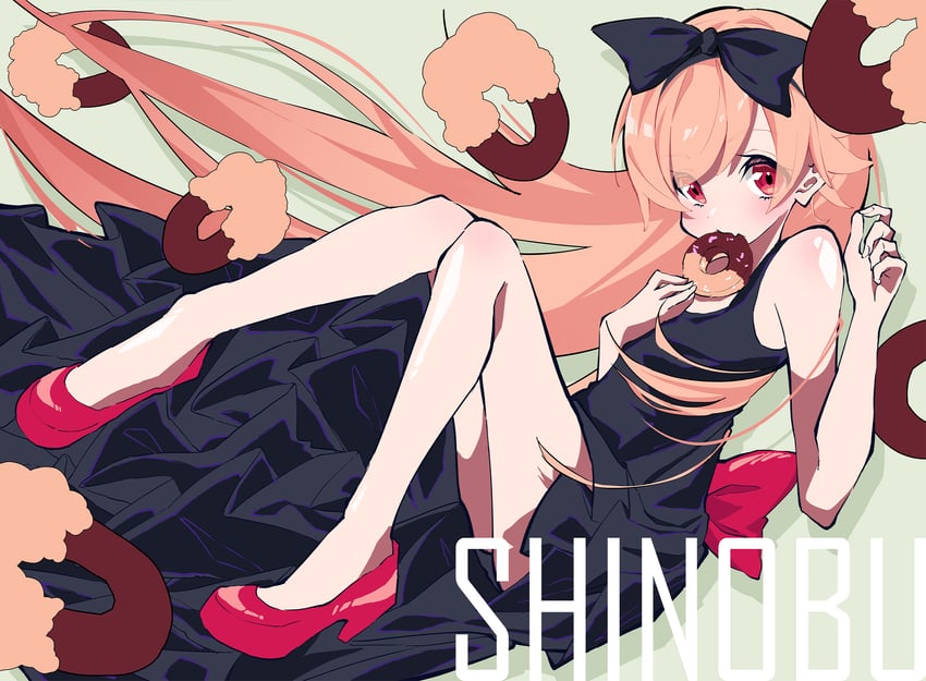 oshino shinobu (monogatari and 1 more) drawn by he_shan123