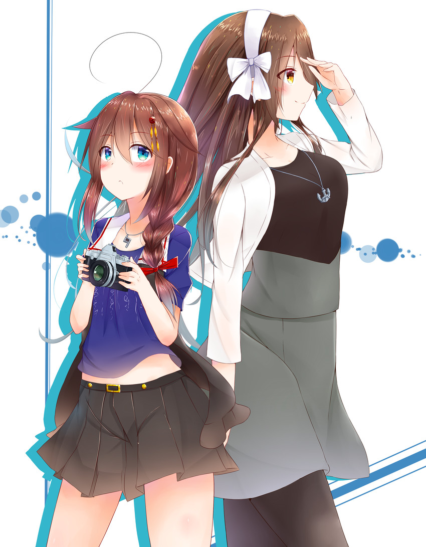 shigure, shigure kai ni, and haruna (kantai collection) drawn by namikawa_kuroha