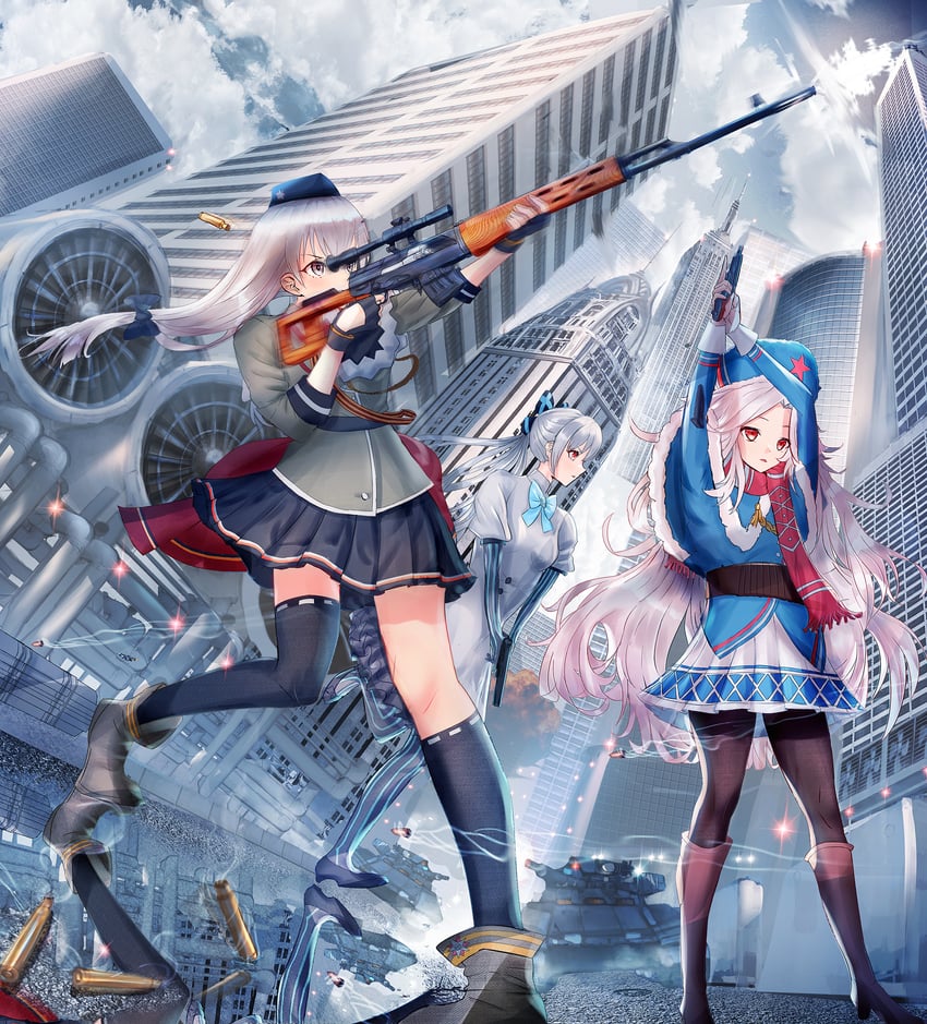 tokarev, svd, and makarov (girls' frontline) drawn by kenzo_093