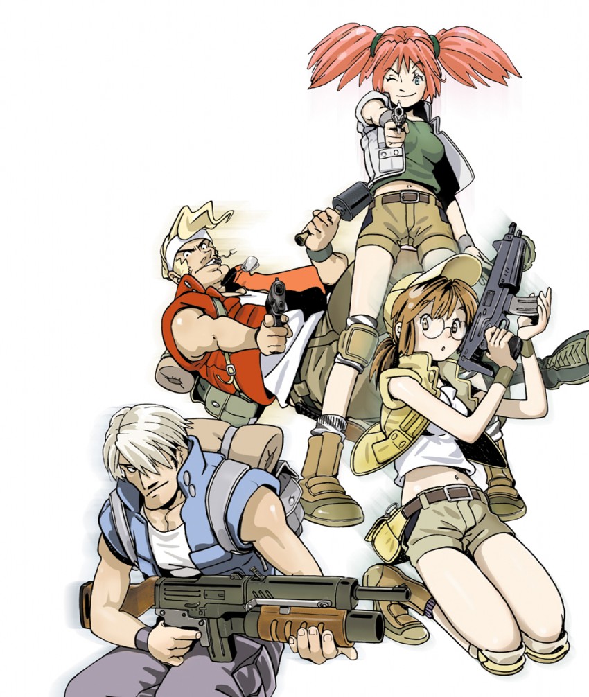 fio germi, marco rossi, nadia cassel, and trevor spacey (metal slug) drawn by senno_aki