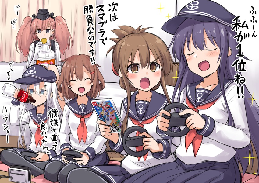 hibiki, inazuma, ikazuchi, akatsuki, kirby, and 3 more (kantai collection and 5 more) drawn by kokutou_nikke