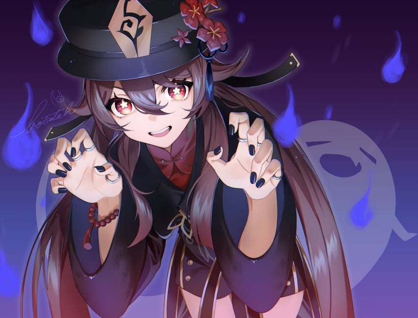 hu tao and boo tao (genshin impact) drawn by botantouki