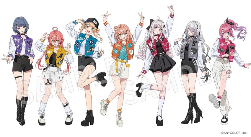 kuramochi meruto, ishigami nozomi, igarashi rika, koshimizu toru, sophia valentine, and 2 more (nijisanji) drawn by moya_(toatomoot)