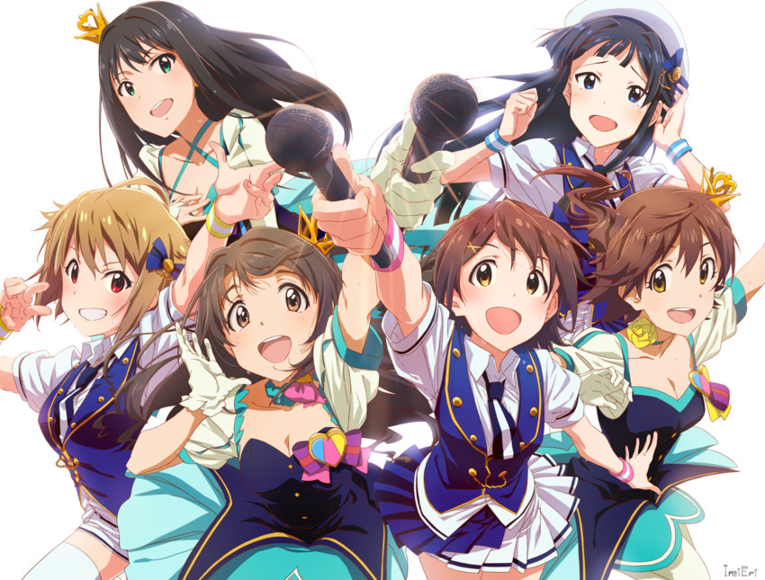 shibuya rin, shimamura uzuki, honda mio, mogami shizuka, ibuki tsubasa, and 1 more (idolmaster and 2 more) drawn by pinuett
