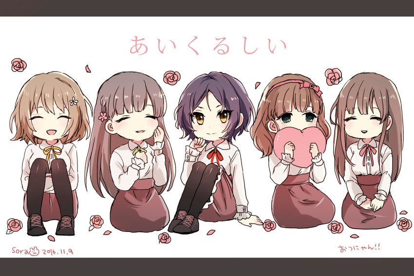 hayami kanade, sakuma mayu, mimura kanako, kobayakawa sae, and mizumoto yukari (idolmaster and 2 more) drawn by shiina_kimagure