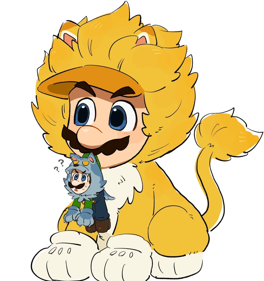mario, luigi, cat mario, and giga cat mario (mario and 2 more) drawn by mimimi_(mimimim9999)