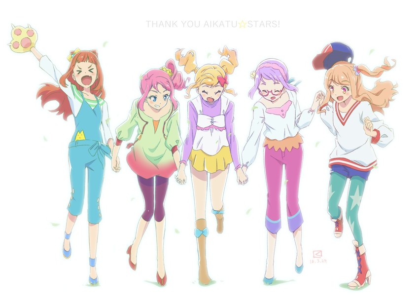 nijino yume, sakuraba rola, saotome ako, kasumi mahiru, and nanakura koharu (aikatsu! and 1 more) drawn by miyahara_takuya