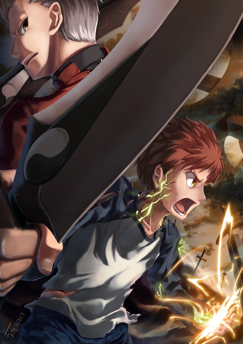 emiya shirou and archer (fate and 1 more) drawn by xfate