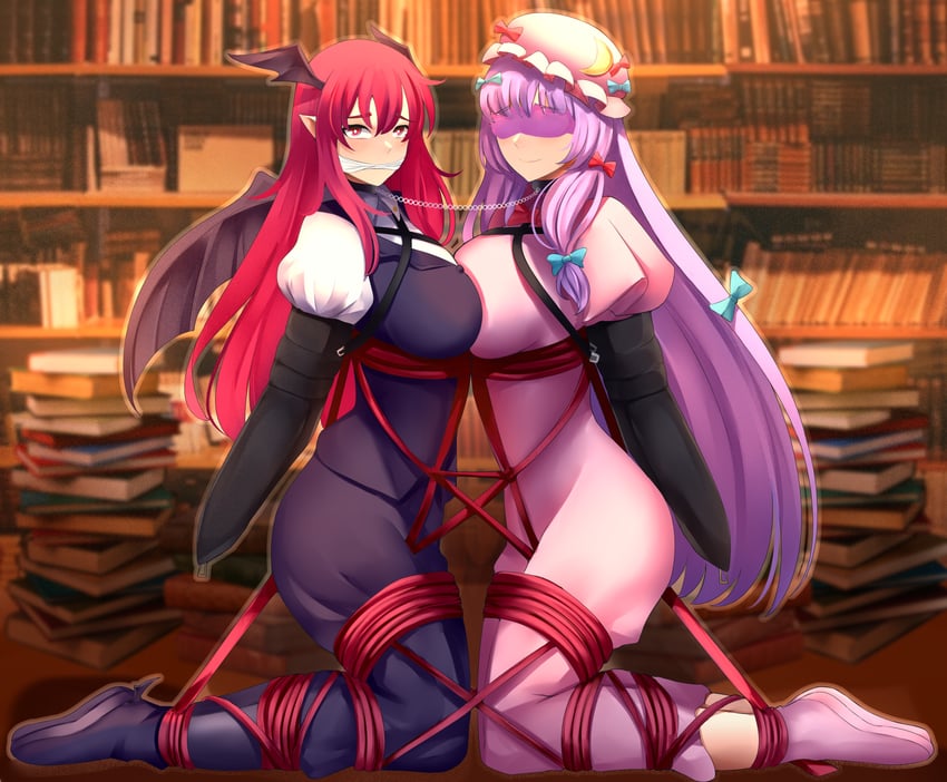 patchouli knowledge and koakuma (touhou) drawn by marumarunhuhu