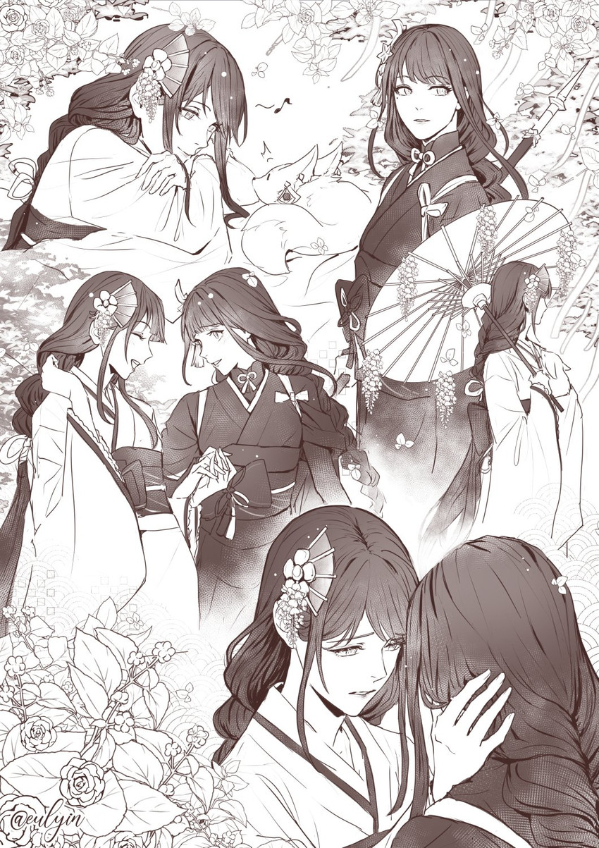 raiden shogun, yae miko, and makoto (genshin impact) drawn by eulyin_huan