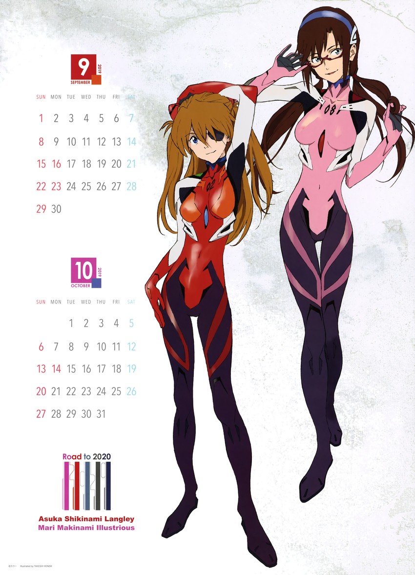 souryuu asuka langley and makinami mari illustrious (neon genesis evangelion and 1 more) drawn by honda_takeshi