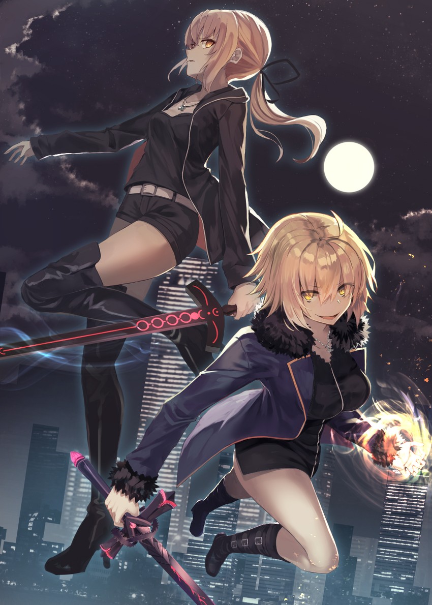 artoria pendragon, jeanne d'arc alter, and saber alter (fate and 1 more) drawn by hopepe