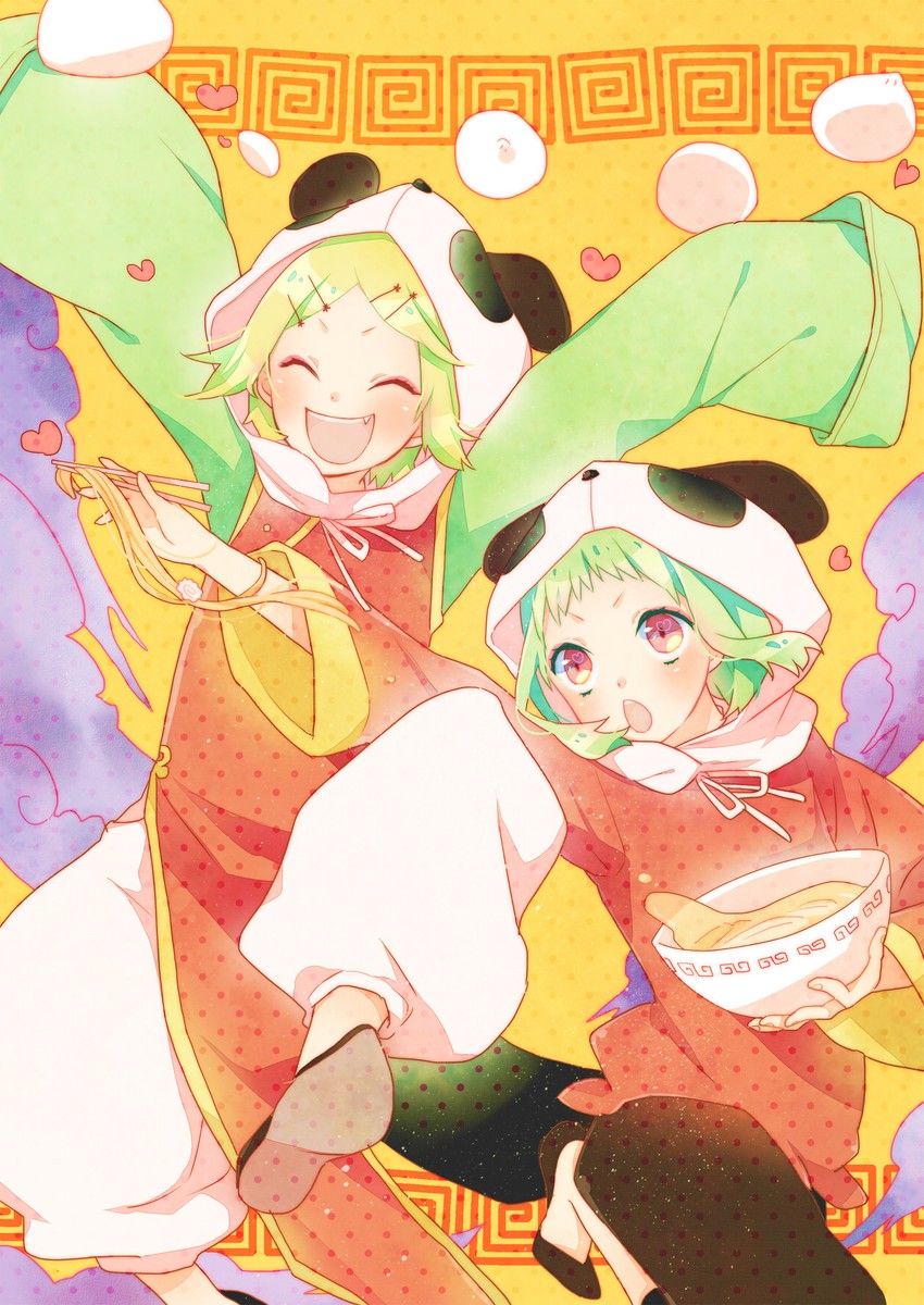 kagamine rin and gumi (vocaloid and 1 more) drawn by ami7