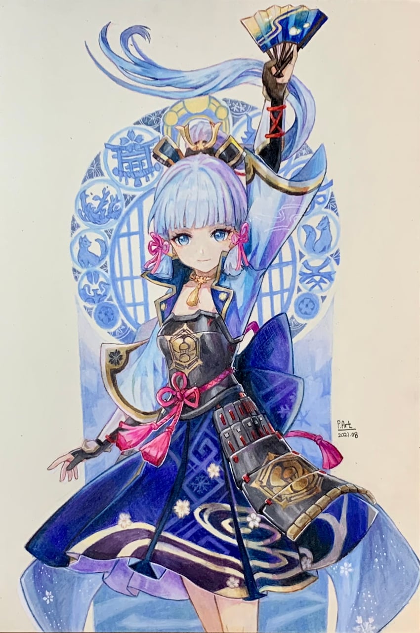 kamisato ayaka (genshin impact) drawn by p.art