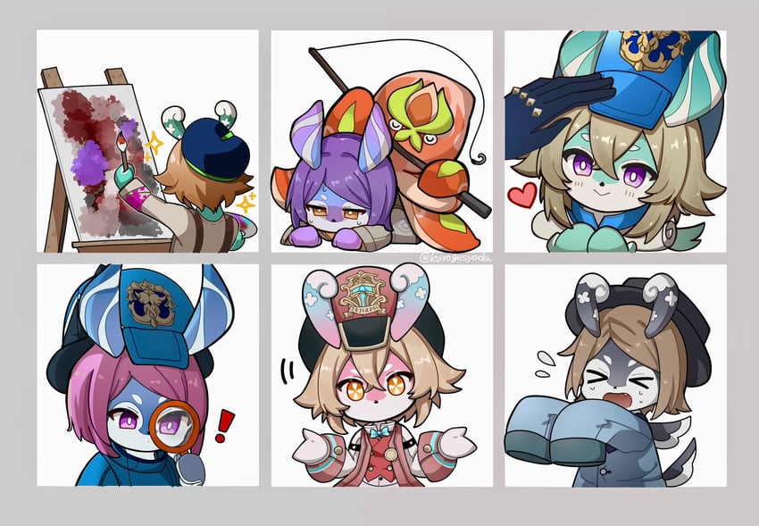 sedene, mamere, elphane, muirne, ball octopus, and 2 more (genshin impact) drawn by kuromu_shado