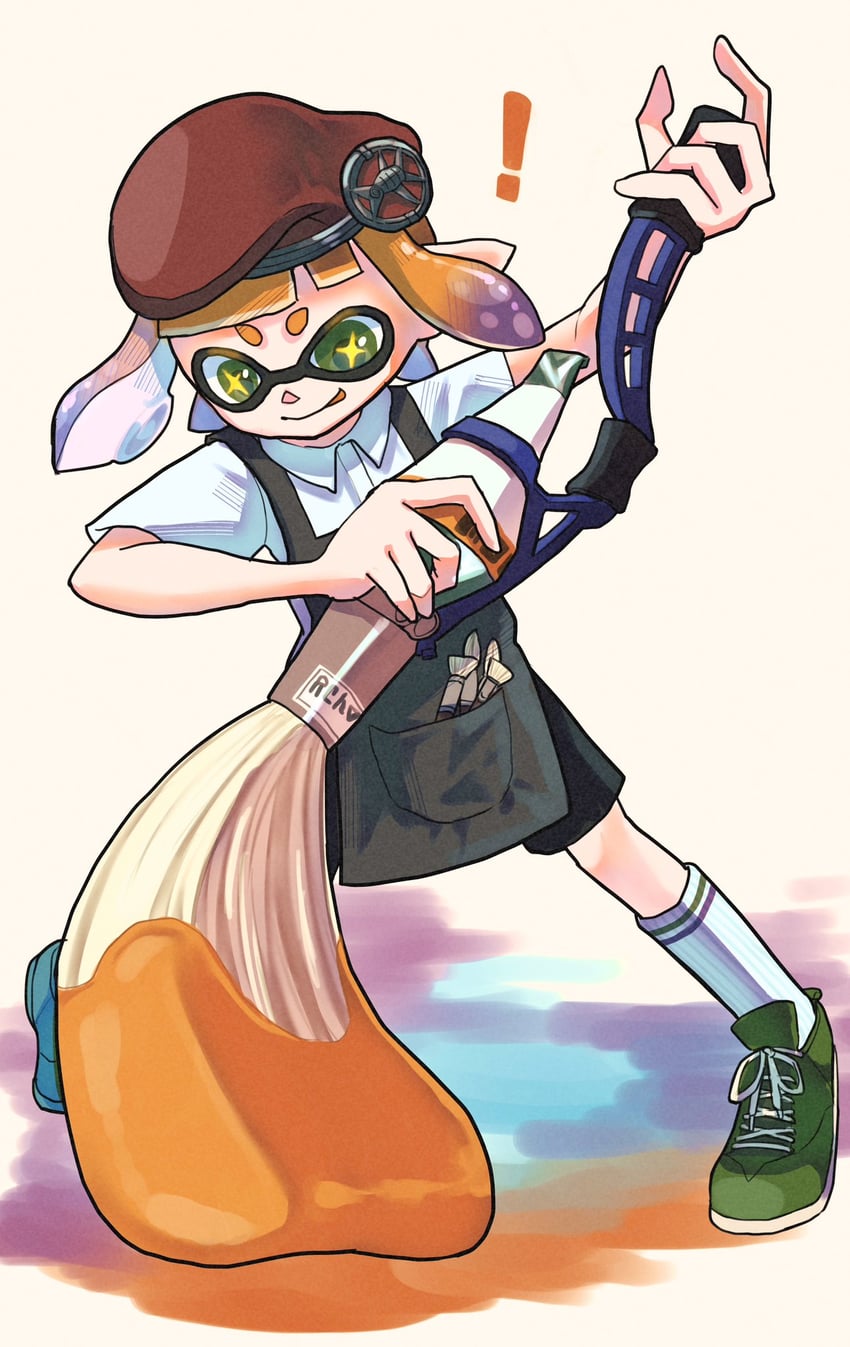 inkling player character and inkling girl (splatoon) drawn by nastar_r0